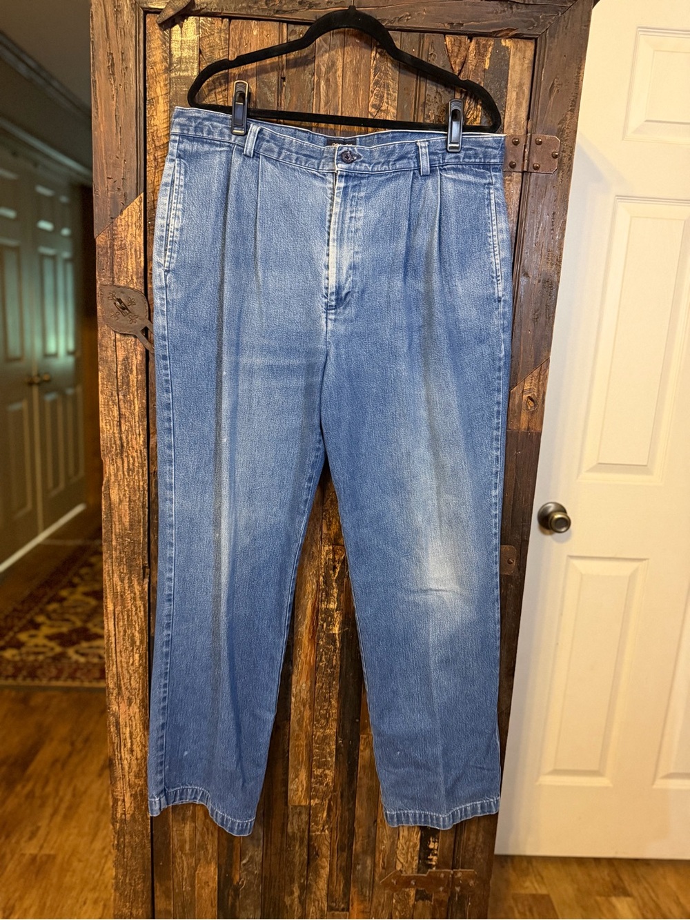 Vintage 90s Dockers Pleated Denim Jeans Mens 38x32 Baggy Dad High Rise Blue